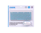 Laser Wireless Compact Keyboard Mouse Combo Blue & White