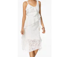 Taylor White Women's US Size 12 Floral Ruffled Lace Sheath Dress