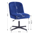 Velvet Fabric Office Chair Adjustable Computer Desk Work Study Blue Upholstered