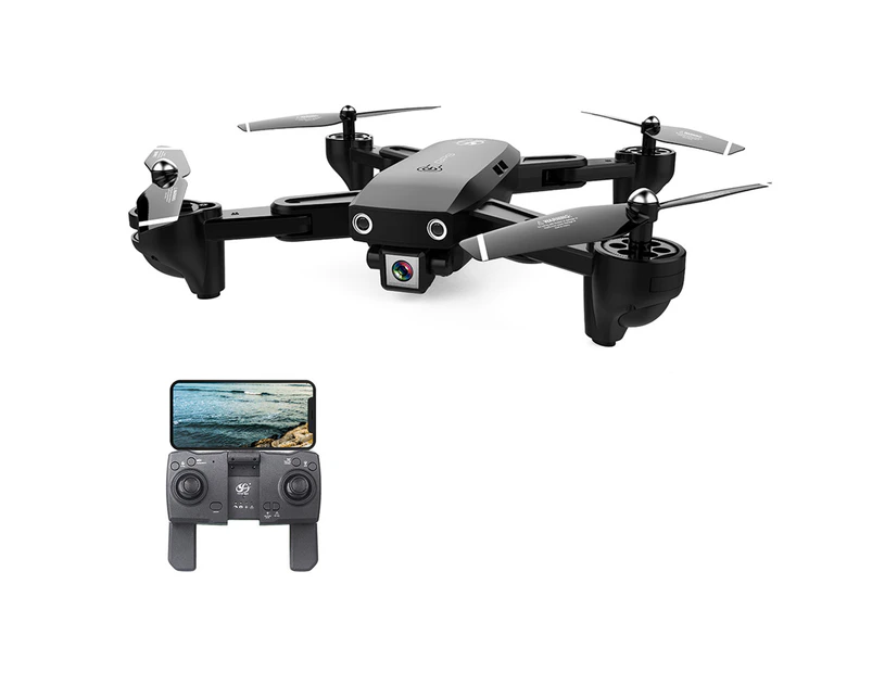 CSJ S166GPS Drone with Camera 1080P Follow me Auto Return Home WIFI FPV Live Video Gesture Photos RC Quadcopter with 2 Batteries Handbag - Black