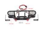 RC Car Metal Bumper with 4 LED Light Trailer Hook for 1/10 TRX-4 RC4WD AXIAL SCX10 Crawler Car - Black