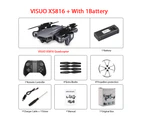 VISUO XS816 Drone with Camera 4K Wifi FPV Optical Flow Positioning Gesture Photography Foldable Quadcopter Altitude Hold Drone - Grey