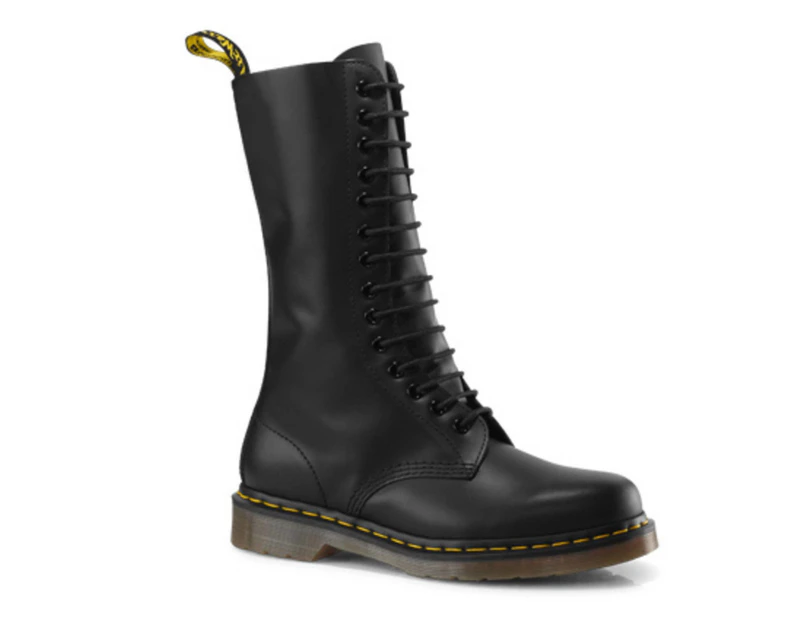 Dr. Martens Unisex 1914 14 Eye Lace Up Leather Boots - Black Smooth - Black