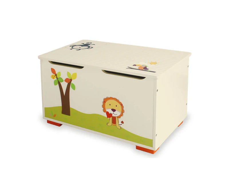 Gem Toys 58cm Wood Kids Box/Chest For Toy Storage w/Hydraulic Lift/Magnet Lid - Animal