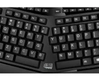 Adesso Wireless Keyboard with Touchpad, Ergonomic Split 105-key US Layout, Req 2xAAA Batteries