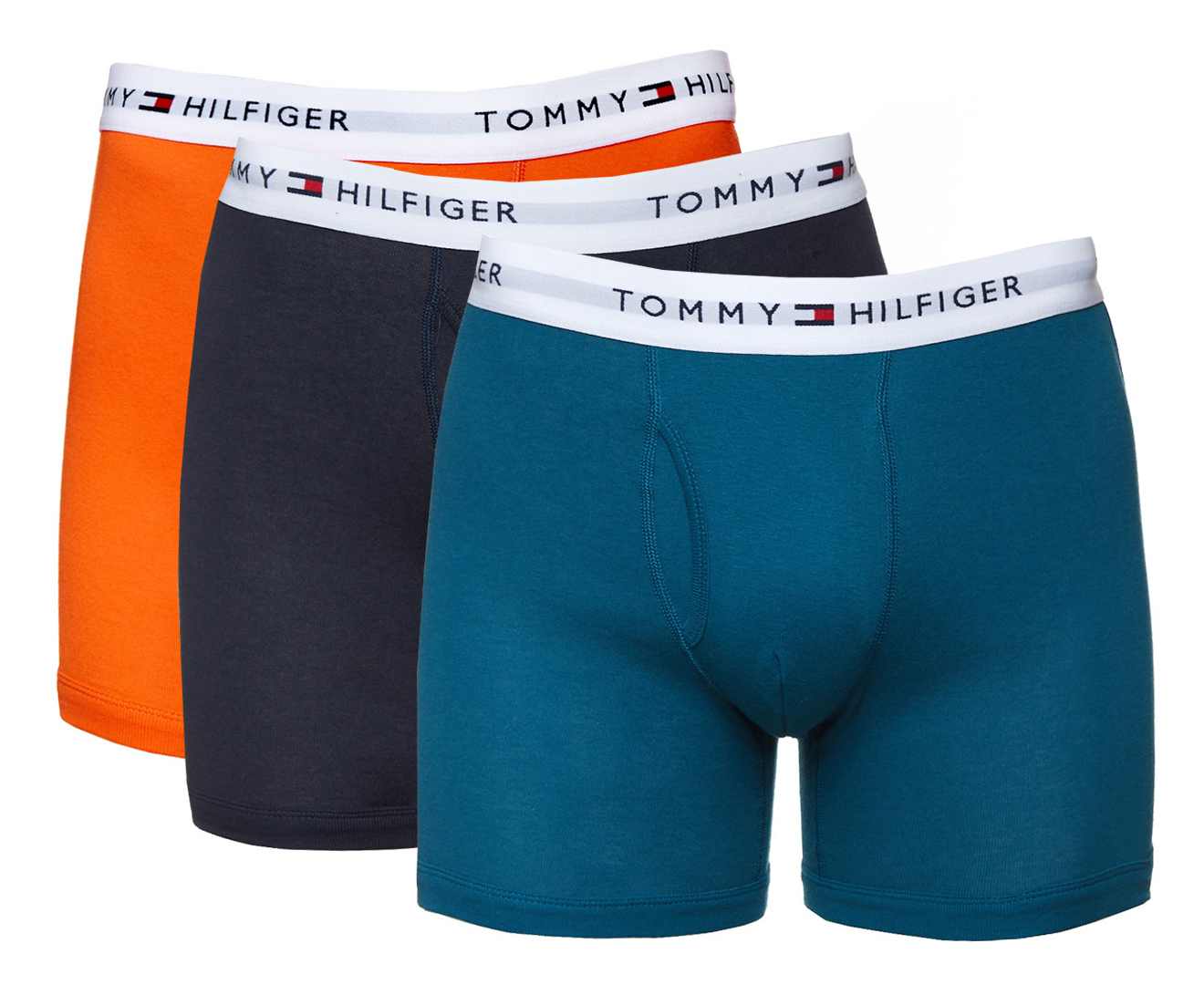Tommy Hilfiger Men's Classic Boxer Brief 3-Pack - Orange/Teal/Dark Navy ...