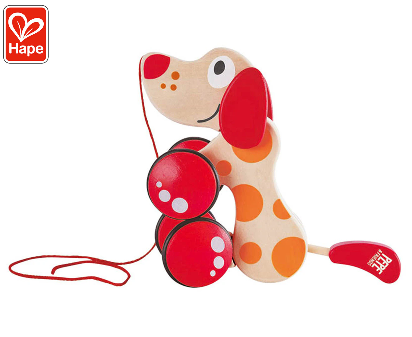 Hape Pepe Wooden Push & Pull Along Dog Animal Baby/Toddler Fun Play Toy 12m+