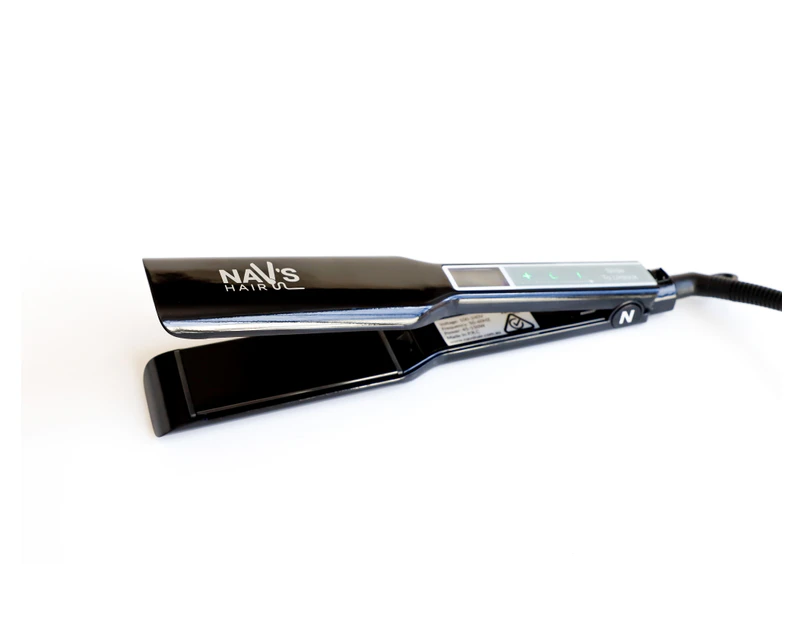 Black Wide Plate Nav's Hair Titanium + Smart Technology Styling Iron