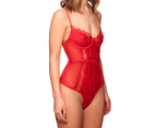 Just Sexy Women's Lace Teddy - Red