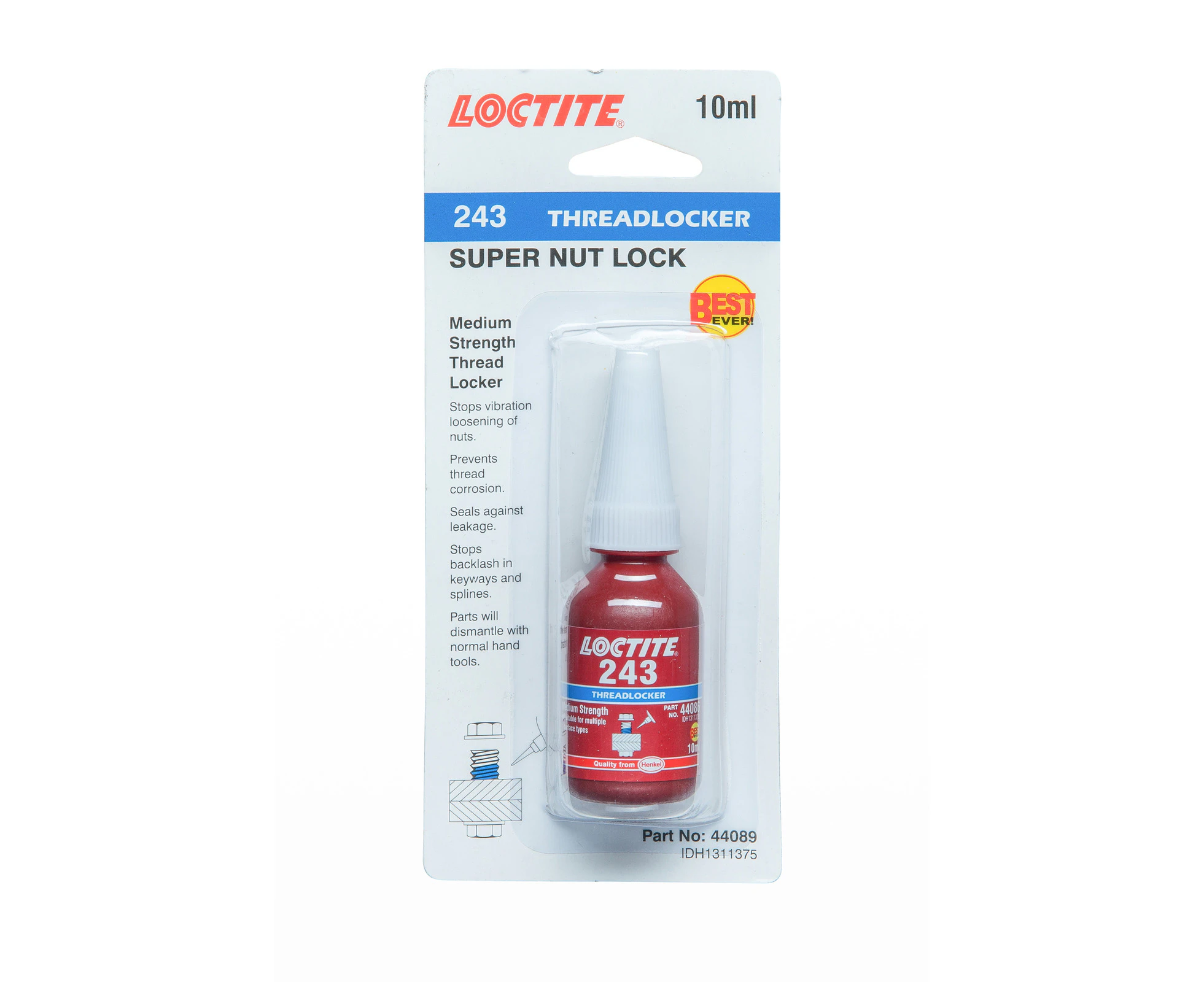 Loctite 243 Nut Lock Medium Strength Threadlocker 10Ml