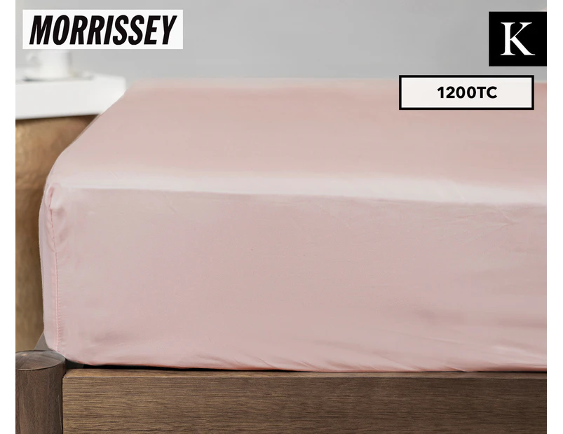 Morrissey Luxury 1200TC Cotton Rich King Bed Fitted Sheet - Pink Dust