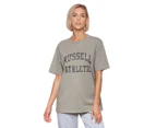 Russell Athletic Women's Boyfriend Logo Tee / T-Shirt / Tshirt - Dusty Green