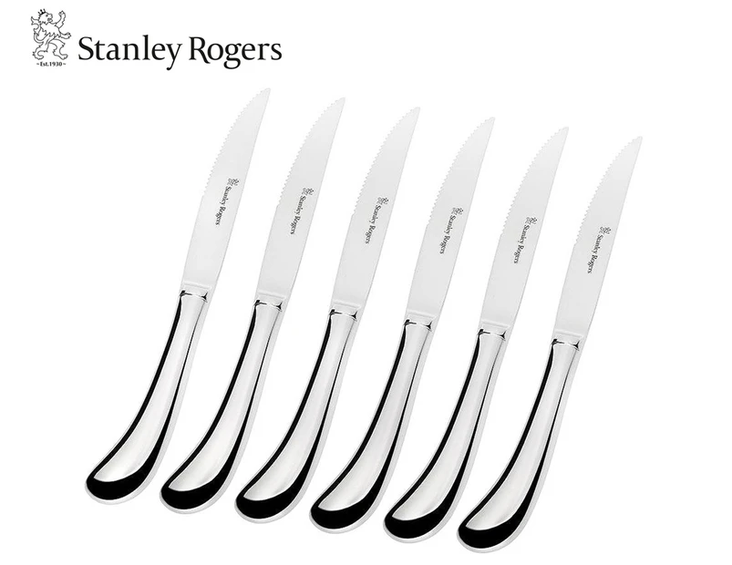 6pc Stanley Rogers Stainless Steel Pistol Grip Steak Cutting Knife Serrated