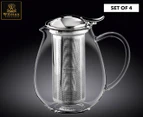 Set of 4 Wilmax 600mL Thermo Glass Tea Pot