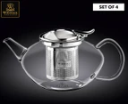 Set of 4 Wilmax 650mL Thermo Glass Tea Pot