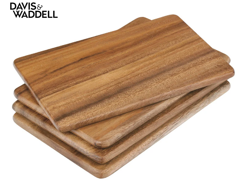 Davis & Waddell 4-Piece Acacia Wooden Serving Board Set - Natural
