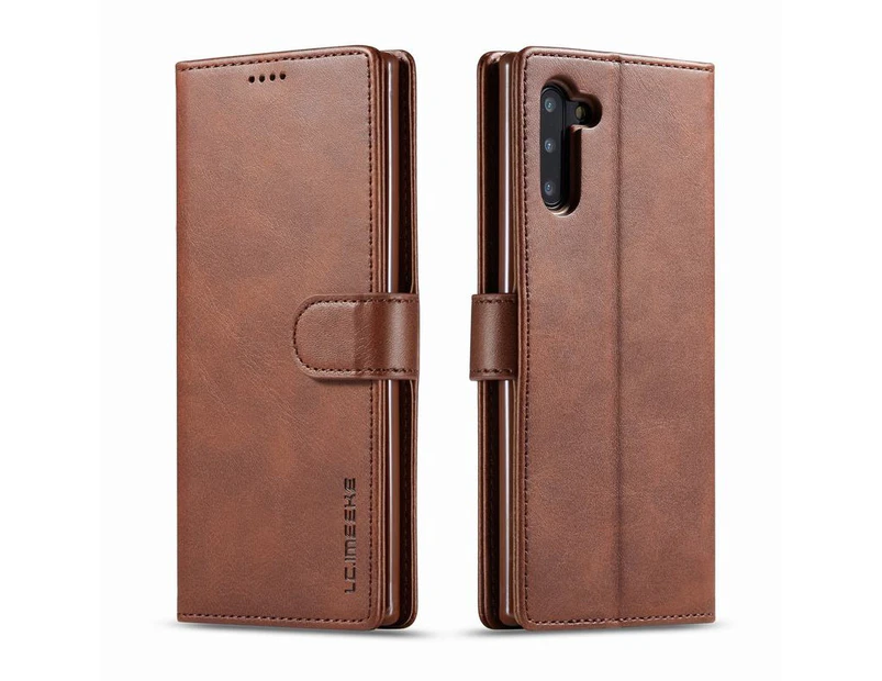 For Samsung Galaxy Note10+ Plus Premium Leather Wallet Flip Phone Case Cover - Classic Coffee