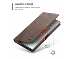 For Samsung Galaxy Note 10 Magnetic Leather Wallet Flip Phone Case Cover - Coffee