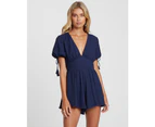 The Fated Women's Nightcall Tie Sleeve Playsuit - Navy