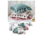 Soft Acrylic Knitted Tassel Square Cushion Pillow Cover 45x45cm Beige