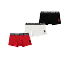 US Polo Assn Kids 3 Pack Trunks - Red/White/Black