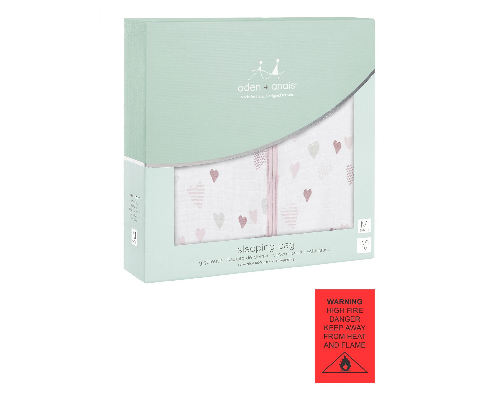 Aden + Anais Classic Summer Sleeping Bag 1.0 TOG  Heartbreaker (extra large)