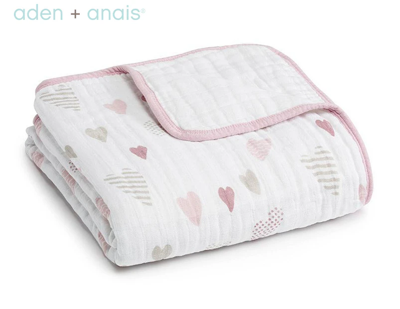 Aden + Anais 120x120cm Classic Dream Baby Blanket - Heartbreaker