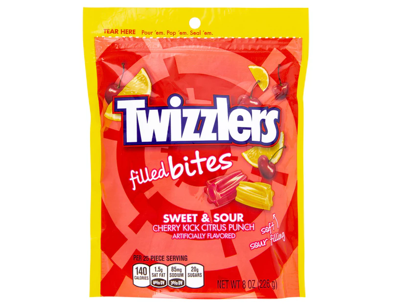 Twizzlers Sweet & Sour Filled Bites Cherry Kick/Citrus Punch 226g