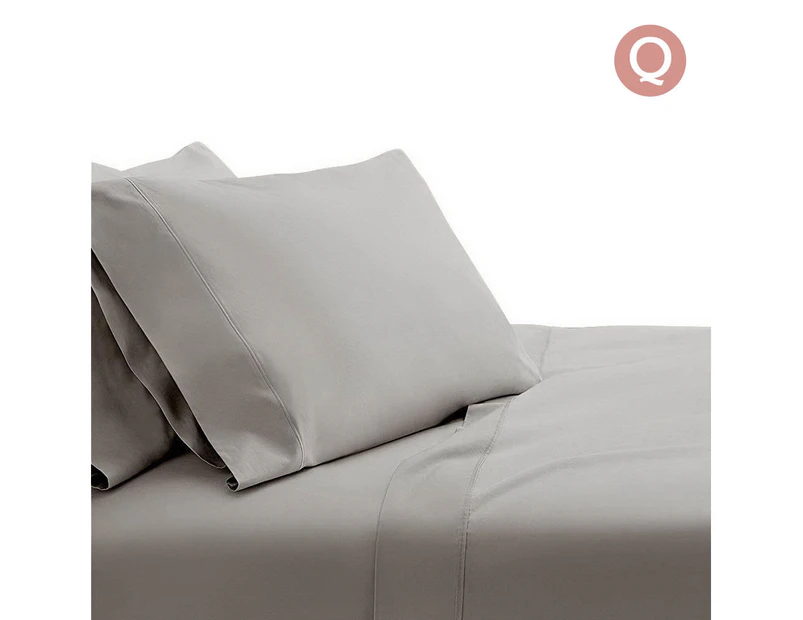 Giselle Bedding 1000TC Egyptian Cotton Satin Sheet Set Fitted Pillowcase Plain Q Grey