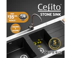 Cefito Kitchen Sink Stone Sink Granite Laundry Basin Double Bowl 116x50cm Black