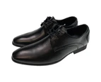 Grosby Men's Aaron Lace Up Leather Shoes - Black - Black