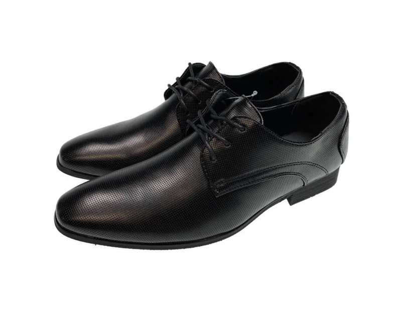 Grosby Men's Aaron Lace Up Leather Shoes - Black - Black