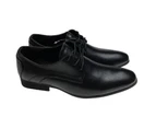 Grosby Men's Aaron Lace Up Leather Shoes - Black - Black