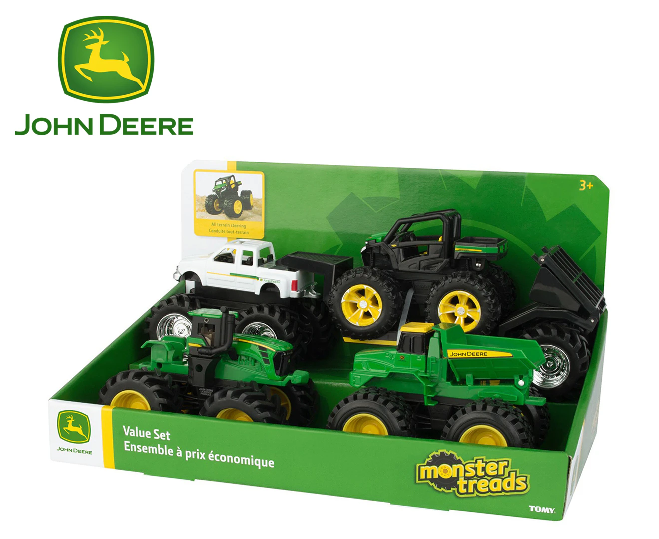 5pc John Deere 15cm Monster Tread Tractor/Dump/Pickup/Gator Truck/Trailer Set 3+