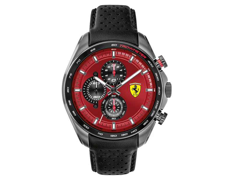 Ferrari Men's 47.6mm Speedracer Leather Watch - Red/Black/Grey