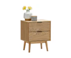 Natural Oak Wood 2 Drawer Bedside Table Nightstand, Scandinavian Design