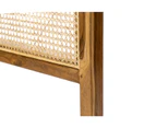 Rattan Woven Cane Solid Teak Wood Queen Size Bed Head Panel Headboard