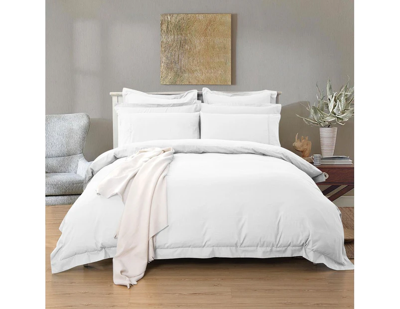 1000TC Tailored Quilt/Doona/Duvet Cover Set(Single/King Single/Double/Queen/King/Super King Size Bed)-White