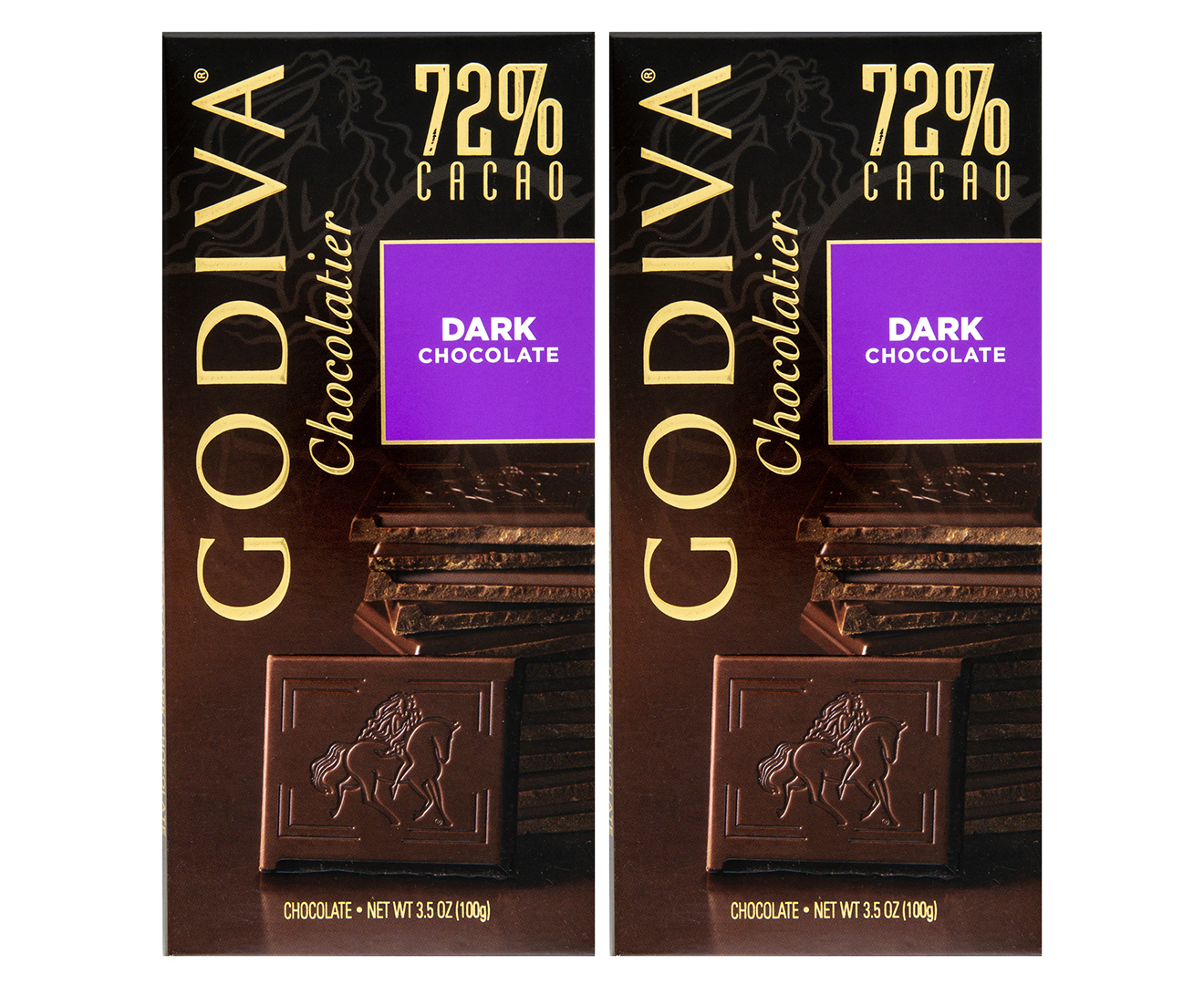 2 x Godiva 72% Cacao Dark Chocolate Tablet 100g