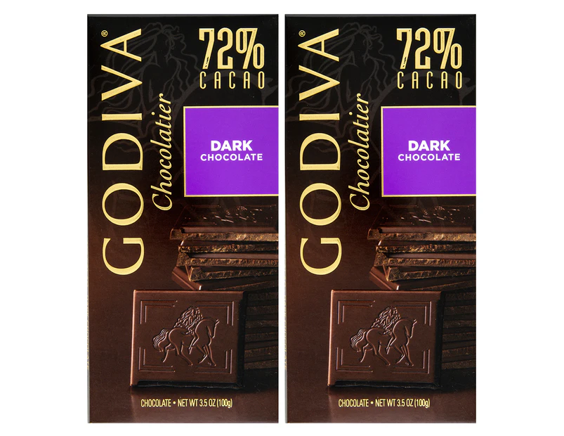 2 x Godiva 72% Cacao Dark Chocolate Tablet 100g