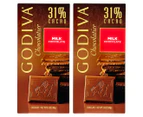 2 x Godiva 31% Cacao Milk Chocolate Tablet 100g