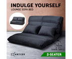 Artiss Lounge Sofa DOUBLE Floor Recliner Chaise Chair Folding Adjustable Suede