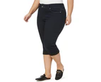 Beme Super Stretch Double Button Crop Jean   - Womens Plus Size Curvy - DARK WASH