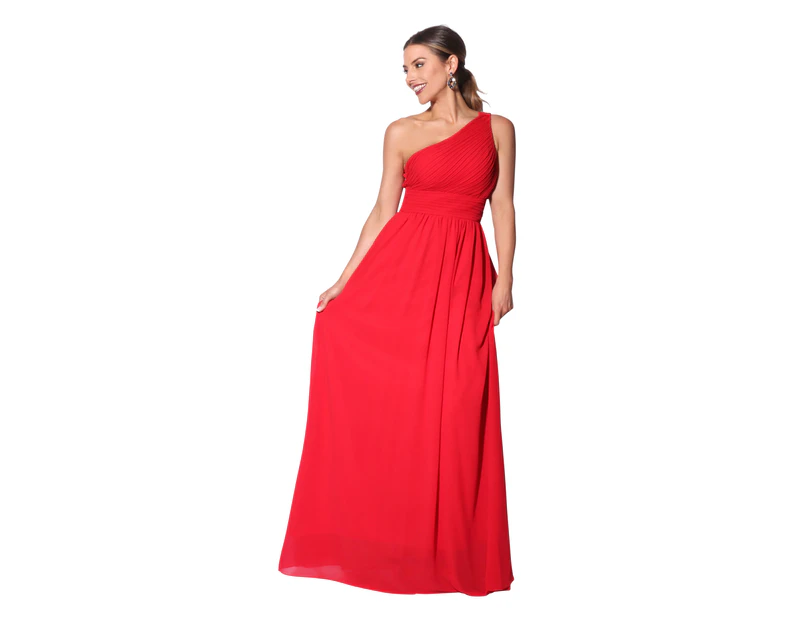 KRISP Womens Maxi Dress Formal Long Gown Chiffon Evening Wedding Party Size 8-20 - Red - Red