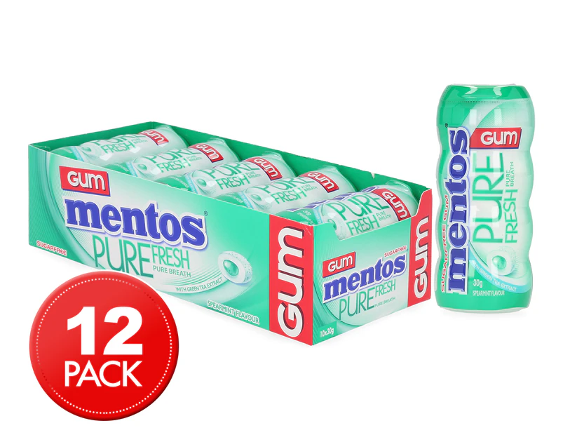 10 x Mentos Pure Fresh Spearmint Gum 30g