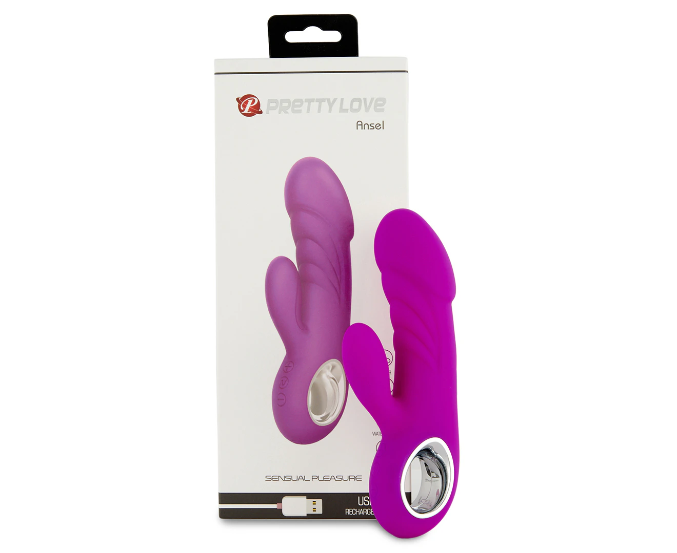 Pretty Love Ansel Rechargeable Rabbit Vibrator - Purple