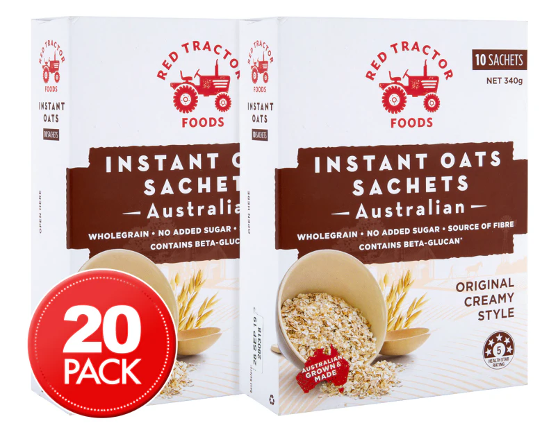 2 x 10pk Red Tractor Foods Instant Oats Sachets Original Creamy Style 340g