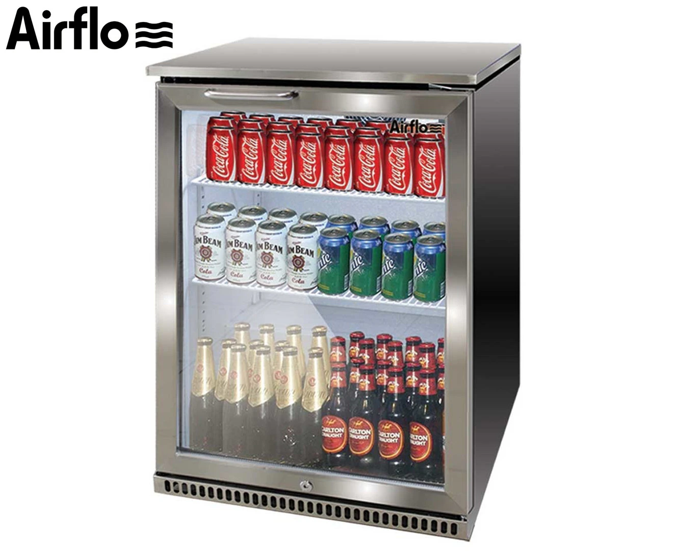 Airflo 133L Single Door Bar Cooler Fridge - Silver/Clear AFF001