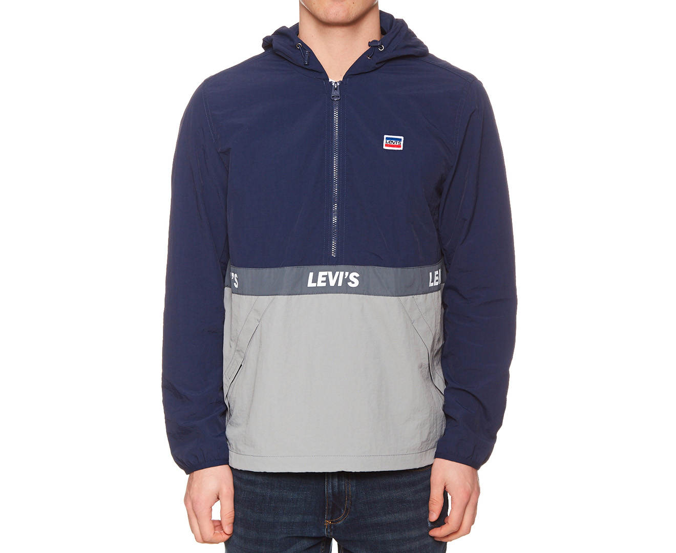 Levi's Men's Hooded Logo Pullover Windbreaker - Navy | Catch.co.nz