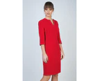 Red Panel Detail Dress in Crepe Fabric - Red